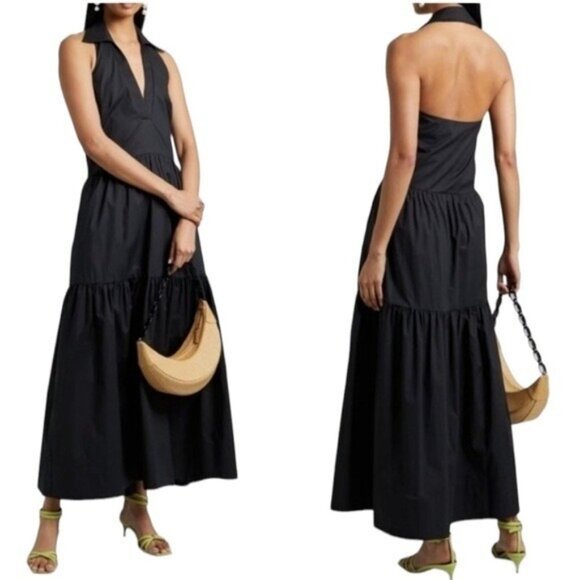 NWT Nicholas Halo Collared Halter Neck Backless Maxi Dress Black size 6 - Picture 1 of 13